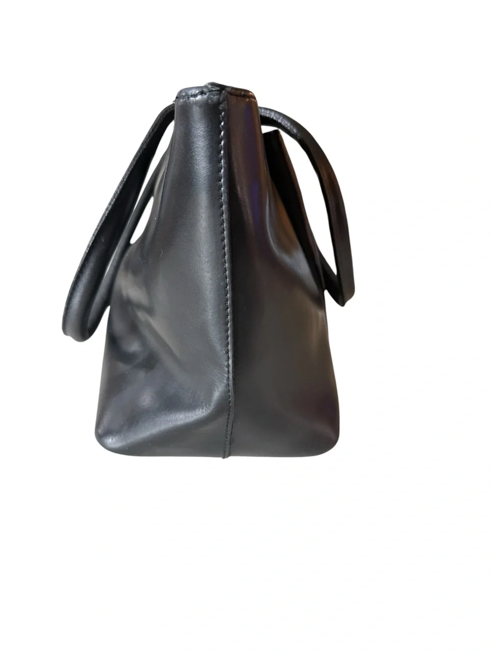 Vintage Focus Paris Black Leather Structured Tote Bag Made in France